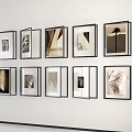 Modern Photo Frames Various Black Border Styles Arranged On White Wall Decor 3d model