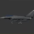 Streamlined Military Fighter Jet With Blue Canopy Gray Fuselage And Weapon Mounts