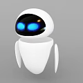 Smart Machine With White Body Blue Glowing Eyes And Robotic Arm Holding Tool