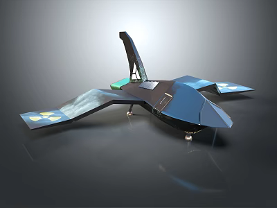 Futuristic Concept Aircraft With Unique Wing Design Sleek Geometric Structure Dark Blue Exterior 3d model
