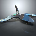 Futuristic Concept Aircraft With Unique Wing Design Sleek Geometric Structure Dark Blue Exterior