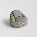 Modern Comfortable Bean Bag Chair With Woven Black White Dotted Pattern And Gray Cushion