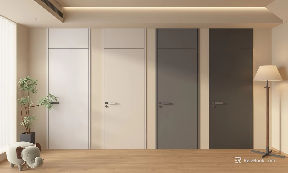 Modern Hinged Doors in Multiple Colors for Contemporary Interior Design 3d model 