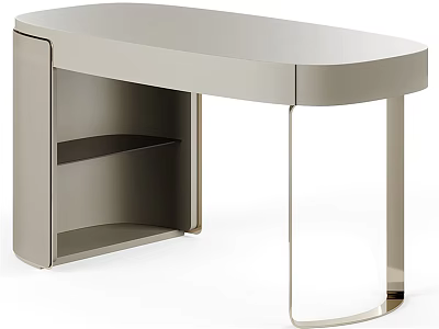 Modern Dressing Table Design With Sleek Surface Metal Legs And Open Shelves 3d model