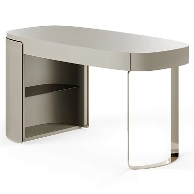 Modern Dressing Table Design With Sleek Surface Metal Legs And Open Shelves 3d model