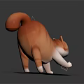 Chubby Orange Cat With Closed Eyes Curled Tail On White Cloud Base Dark Background 3d model