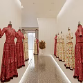 Modern White Wedding Dress Store Interior With Bridal Gown Display And Shelving Units