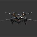 Detailed Sci Fi Fighter Jet Model With Blue Orange Accents And LED Lights