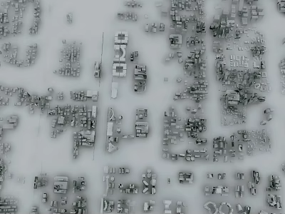 Black And White Aerial View Of City Urban Layout And Building Structures 3d model