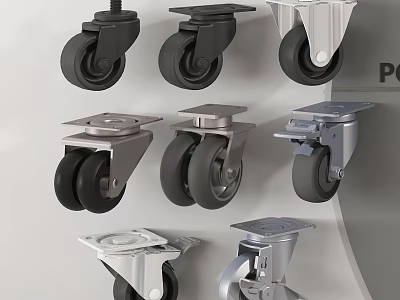 Various Caster Wheels With Different Designs And Colors For Industrial Applications 3d model