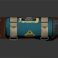 Commercial Cylindrical Teal Equipment With Yellow ATOSH 3 Label And Brown Base Straps