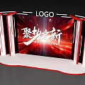 Science and technology area clock-in point photo area interactive area science and technology line photo area beautiful Chen door head science and technology sense area display background board trophy display booth dp point beautiful Chen table and chair  3d model