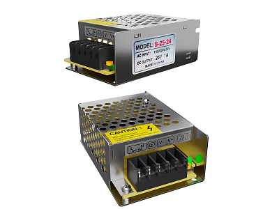 Dual View Computer Power Adapters With Metal Casing Ventilation Holes And LED Indicators 3d model