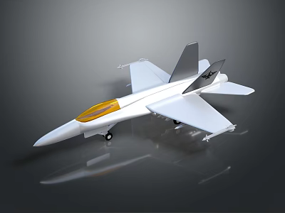 Modern White Fighter Jet Model With Yellow Canopy And Detailed Design 3d model