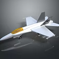 Modern White Fighter Jet Model With Yellow Canopy And Detailed Design