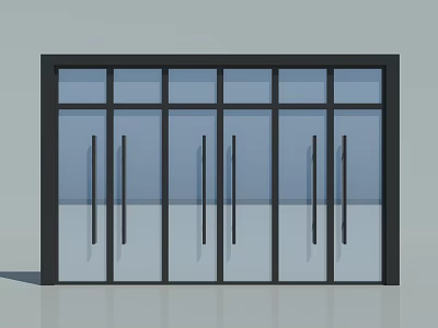 Modern Glass Door With Black Frame Multiple Panels And Metal Handles 3d model