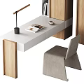 Modern Table and Chair Combination Book Chair Office Table Shelf 3d model