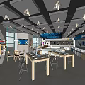 Modern Digital Store Interior With Display Tables Smartphones TV Screens And Bright Lighting