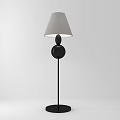 Modern Black Floor Lamp With Gray Lampshade And Round Base 3d model