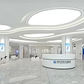 Modern Spacious Service Hall with Bright Lighting Marble Floor Rest Area and Glass Walls