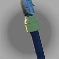 Outdoor Light Fixture With Yellow Base Blue Pole And Metal Top Structure