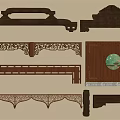 New Chinese-style Carved Cross-beam Wood Beam Ancient Building Component Carved Lintel Post 3d model