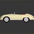 Vintage Cream Colored Convertible Car With Red Soft Top And Classic Retro Design