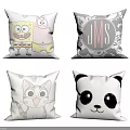 Cute Decorative Pillows with Cartoon Characters Animal Designs and Letter Print
