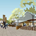 Commercial Street With Modern Traditional Architecture Water Features And Outdoor Seating Areas