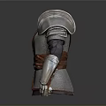 Medieval Metal Armor With Red Belt And Shiny Metallic Surface Design