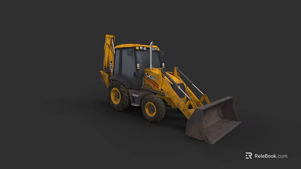 JCB Yellow Construction Utility Vehicle with Front Loader Bucket and Large Tires 3d model 
