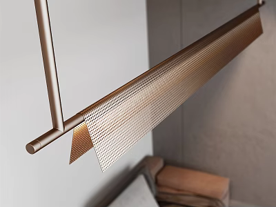 Modern Copper Metal Chandelier With Sleek Long Shade For Contemporary Interior Space 3d model