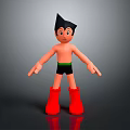 Cartoon Character Figure With Black Spiky Hair Shirtless Black Shorts And Red Boots