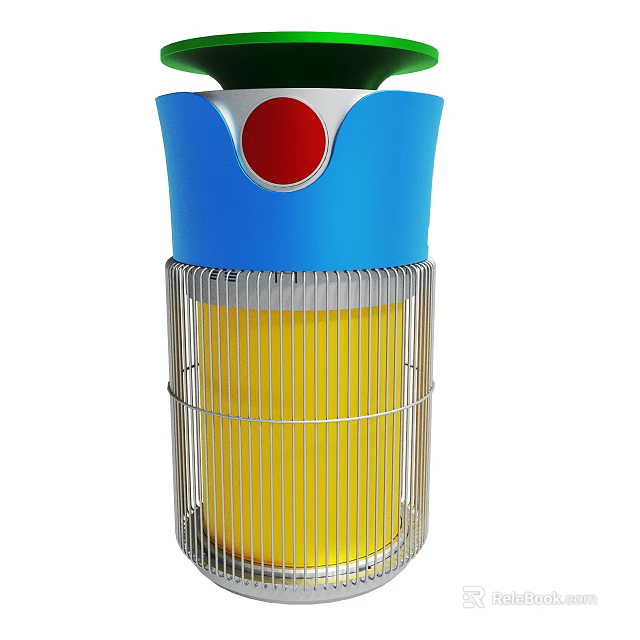 Effective Household Insect Killer With Blue Top Red Button Yellow Body And Metal Grid 3d model 