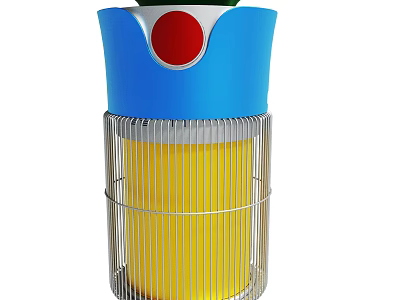 Effective Household Insect Killer With Blue Top Red Button Yellow Body And Metal Grid 3d model