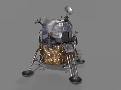 Lunar Lander Design With Metallic Structure Golden Covering Landing Legs And Antenna 3d model