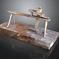 Vintage Metal Ironing Board With Square Rough Textured Base Stand 3d model