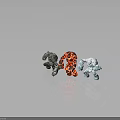Three Stone Lava and Ice Elemental Humanoid Creatures as Fantasy Characters 3d model