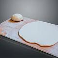 Homemade Fresh Dough and Rolled Out Crust on Floured Wooden Board