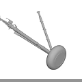 3D Model of Mechanical Device With Long Rods Circular Base and Joint Components