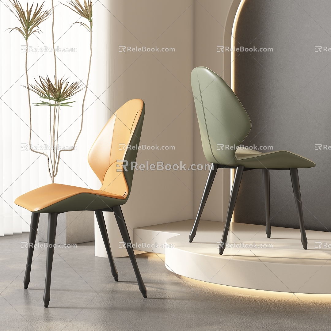 Dining chair leisure chair combination 3d model