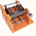 Wooden Frame Mechanical Device With Metal Components And Structural Details