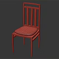 Wooden Dining Chair With Vertical Slat Backrest Blue Striped Cushion And Sturdy Frame