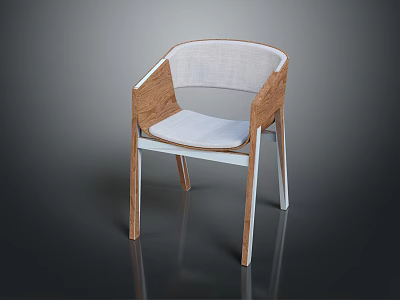 Modern Accent Chair With Wooden Frame Light Fabric Upholstery and Comfortable Design 3d model