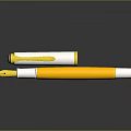 Modern Yellow And White Fountain Pen With Cap And Nib For Daily Use