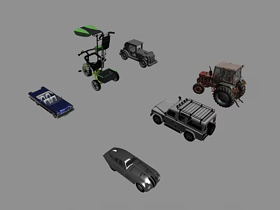 Diverse Car Collection Featuring Classic SUV Sports Car Tractor And Electric Vehicle Designs 3d model