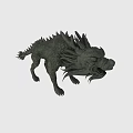Detailed Mythical Stone Dragon Sculpture With Scaled Body And Spiked Back