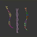 Three Blue Glowing DNA Double Helix Decorative Household Item 3D Models on Dark Background
