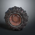 Off road Vehicle Tire With Rusty Rim And Heavy Duty Chain For Rugged Terrain