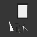 Essential Office Desk Accessories Blue Folder Black Paperclip Holder Tissue Box Scissors Pencils And Pens